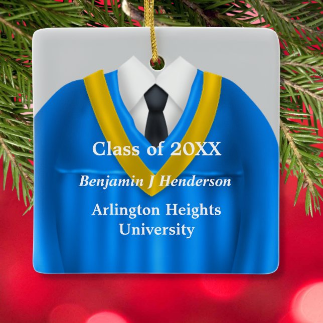 Male Grad Gown Blue and Gold Ornament (Creator Uploaded)