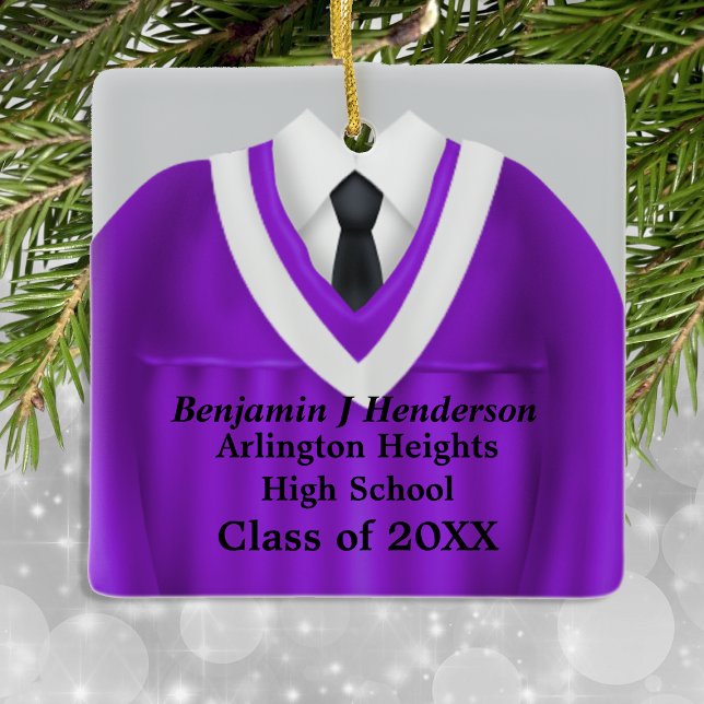 Male Grad Gown Purple and White Ornament (Creator Uploaded)