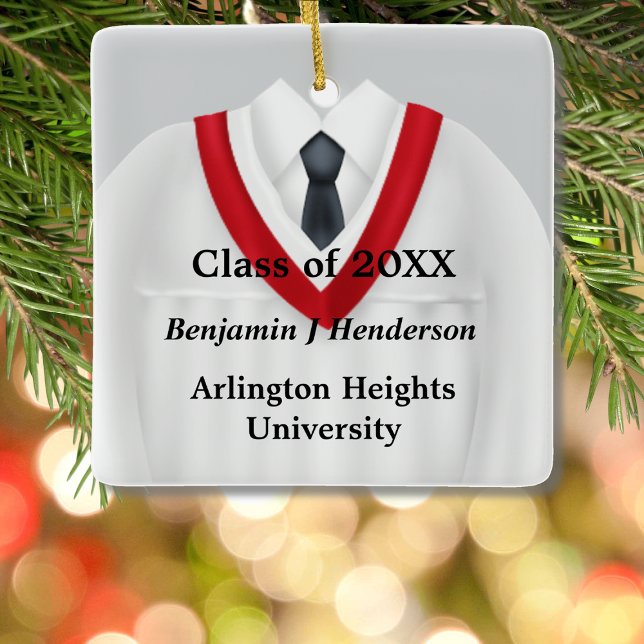 Male Grad Gown White and Red Ornament (Creator Uploaded)