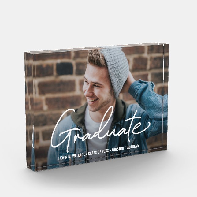 Male Graduate Photo Keepsake Frame Block (Left)