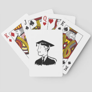 Male Graduate Silhouette Wearing Cap and Gown Poker Cards