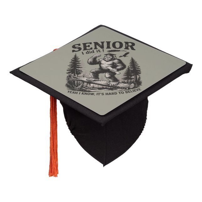 Male Graduation 2026 Grad Senior School Bigfoot Graduation Cap Topper (Angled)