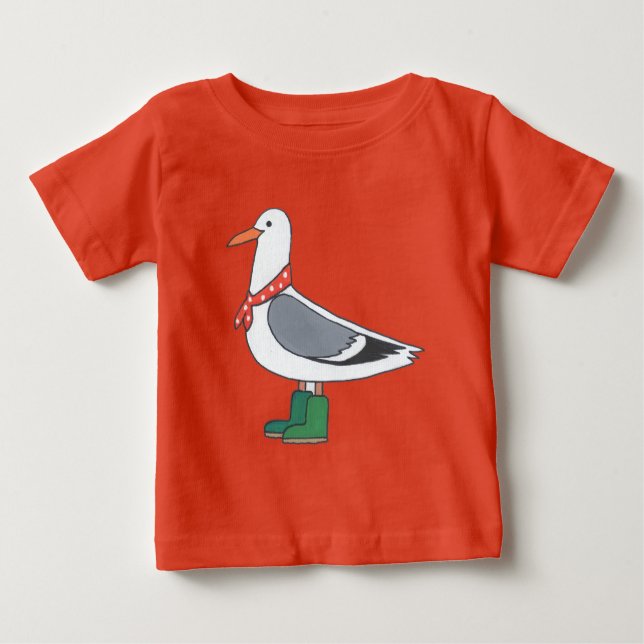 Male Gull - Scarf and Boots Baby T-Shirt (Front)