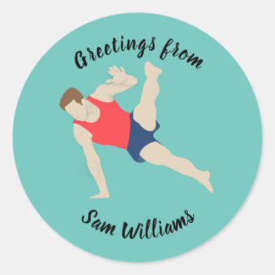 Male Gymnast Classic Round Sticker