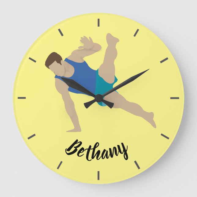 Male Gymnast Large Clock (Front)