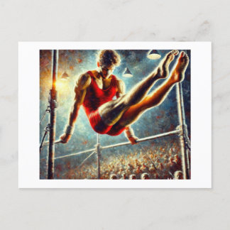 Male Gymnast on Parallel Bars, Postcard