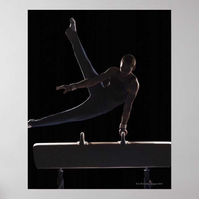 Male gymnast on pommel horse poster (Front)