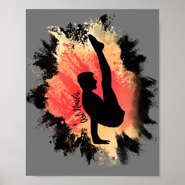 Male Gymnast Silhouette Art Poster (Front)