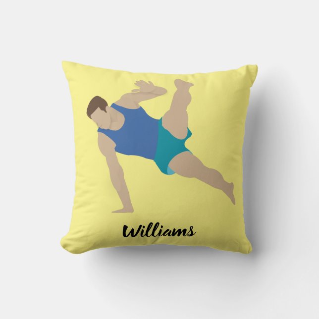 Male Gymnast Throw Pillow (Front)