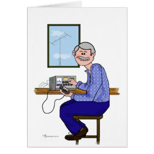 Male Ham Radio Operator - Grey Hair & Moustache Cards