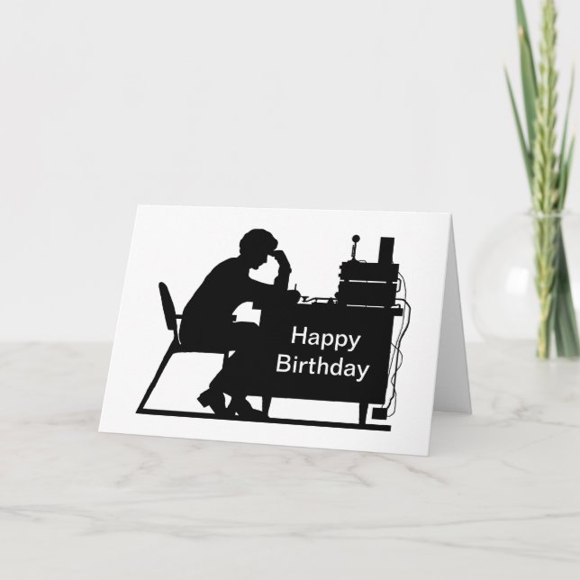 Male Ham Taking Message Silhouette Birthday Card (Front)