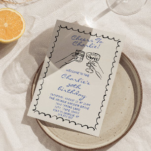 Male Hand Written Drawn For Him Birthday Party Invitation