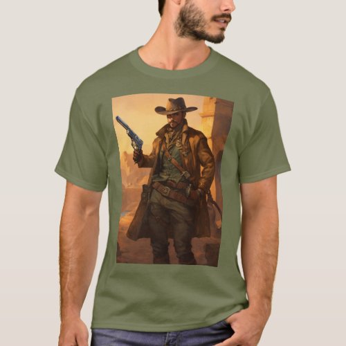male human bounty hunter treasure seeker with a p T_Shirt