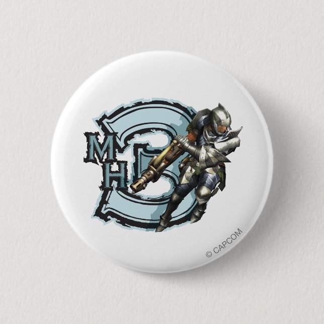 Male Hunter with Bowgun, Steel Armor Button (Front)