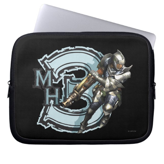 Male Hunter with Bowgun, Steel Armor Laptop Sleeve (Front)