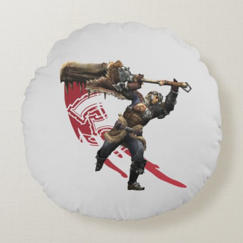 Male Hunter with great sword  hunters armor 2 Round Pillow