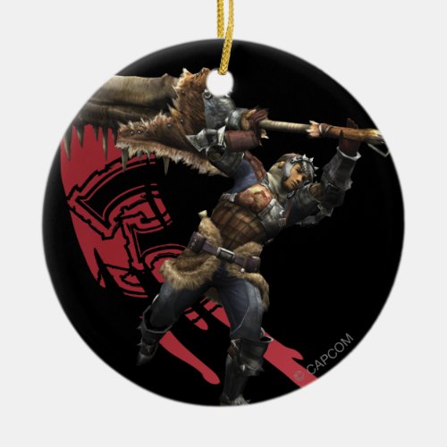 Male Hunter with great sword  hunters armor Ceramic Ornament