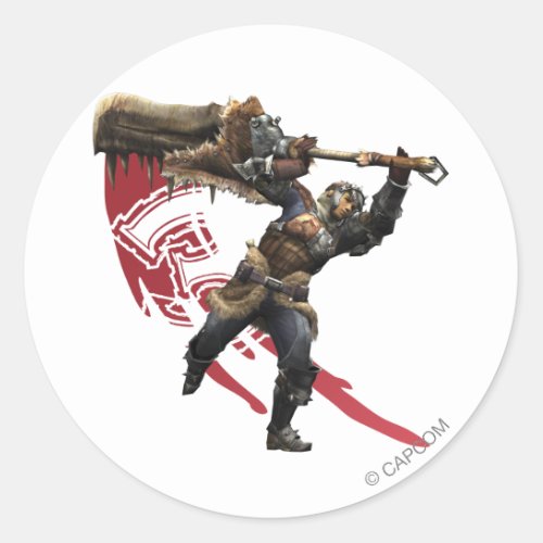Male Hunter with great sword  hunters armor Classic Round Sticker