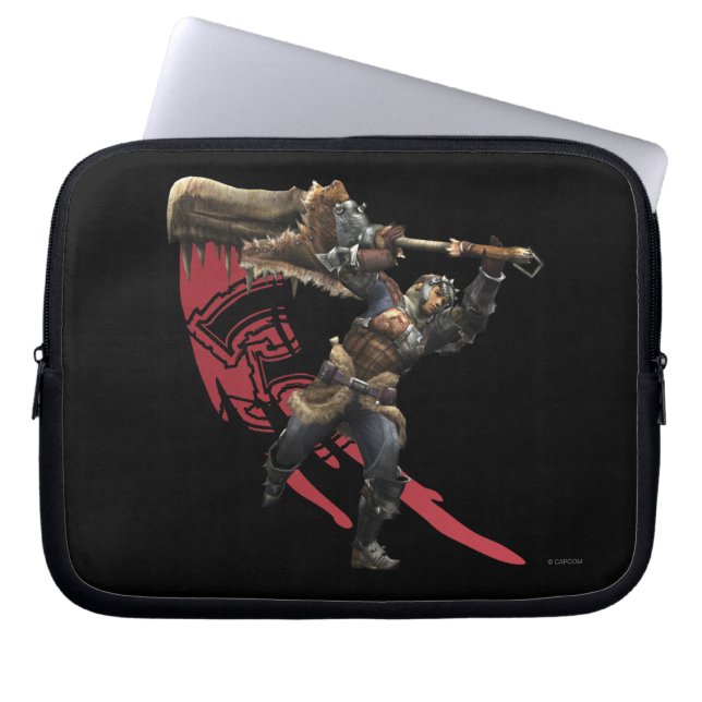 Male Hunter with great sword & hunter's armor Laptop Sleeve (Front)