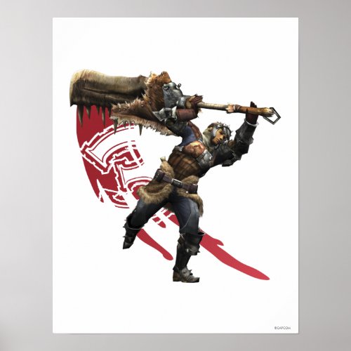 Male Hunter with great sword  hunters armor Poster