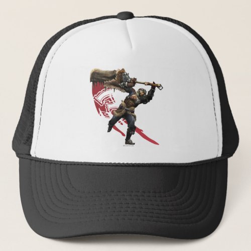 Male Hunter with great sword  hunters armor Trucker Hat
