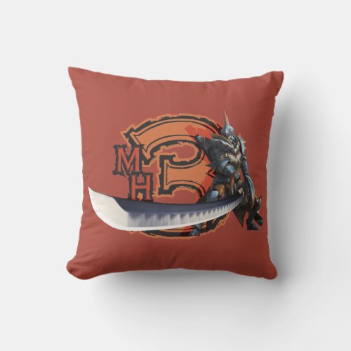 Male hunter with long sword  lagiacrus armor 4 throw pillow