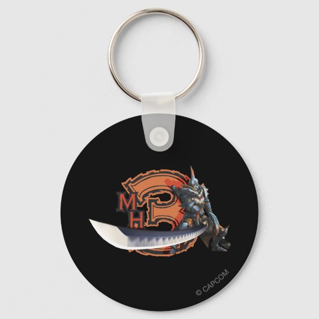 Male hunter with long sword & lagiacrus armor keychain (Front)