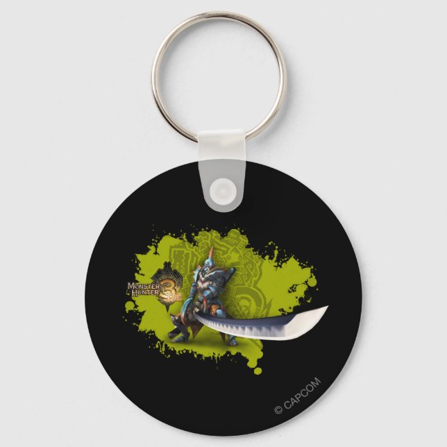Male hunter with long sword & lagiacrus armor keychain (Front)
