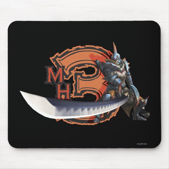 Male hunter with long sword & lagiacrus armor mouse pad (Front)