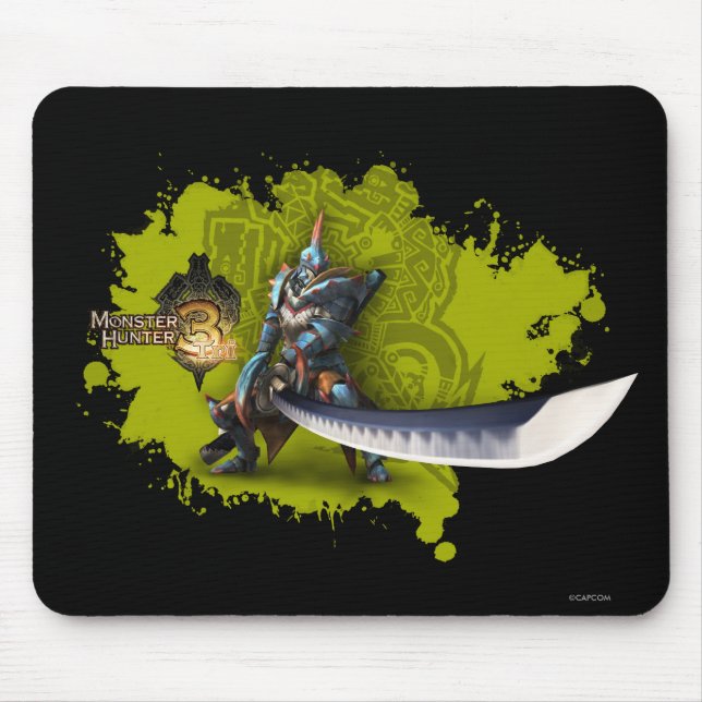 Male hunter with long sword & lagiacrus armor mouse pad (Front)