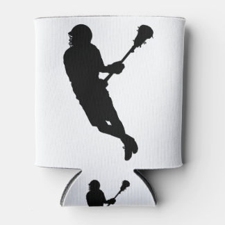 Male Lacrosse Player Silhouette Can Cooler