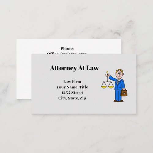 Male Lawyer wScales of Justice Business Card