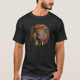Male Lion Dressed In Rastafarian Outfit T-Shirt