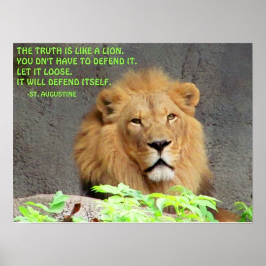 Male Lion St. Augustine Truth Quote Poster | Zazzle.com