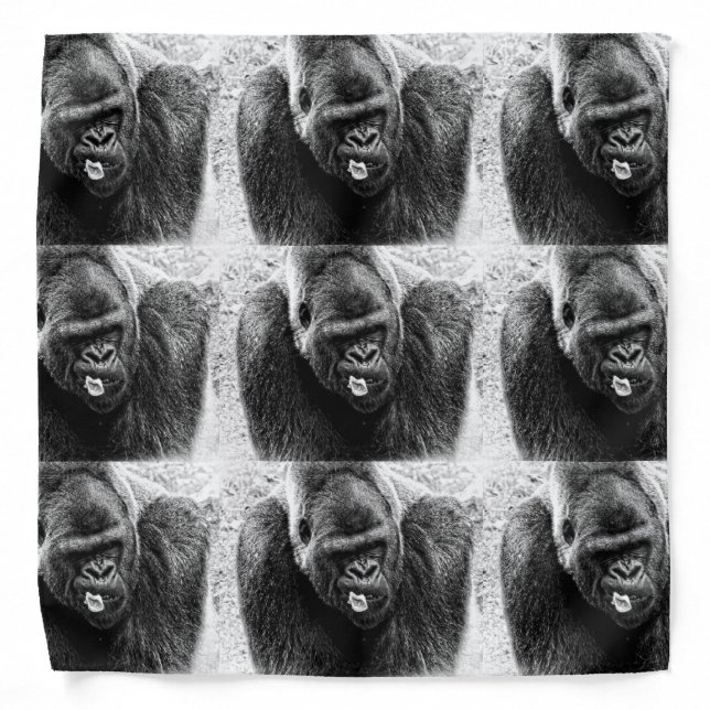 Male Lowland Silverback Gorilla, Black and White Bandana (Front)