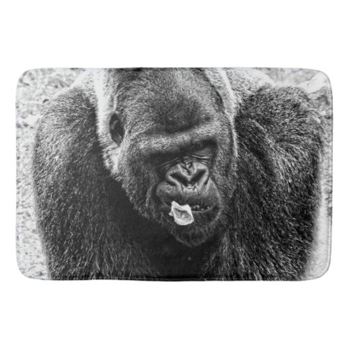 Male Lowland Silverback Gorilla Black and White Bathroom Mat