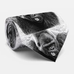 Male Lowland Silverback Gorilla, Black and White Neck Tie