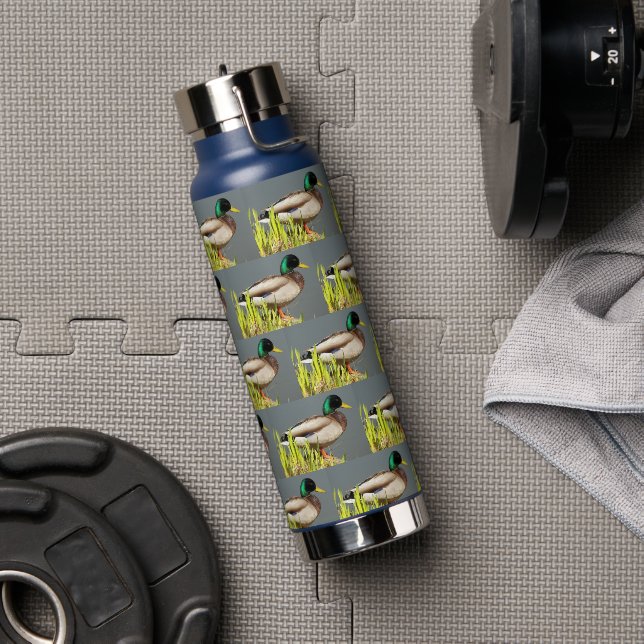 Male Mallard Duck Pattern Water Bottle (Gym)