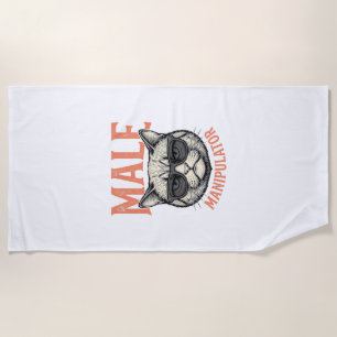 Male Manipulator Funny Cat Sunglasses Vintage Shir Beach Towel