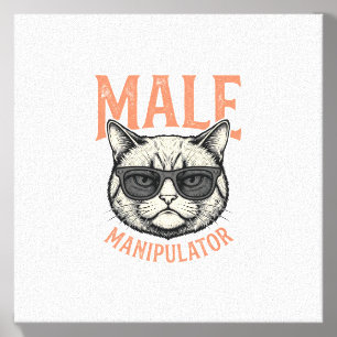 Male Manipulator Funny Cat Sunglasses Vintage Shir Canvas Photo Tile