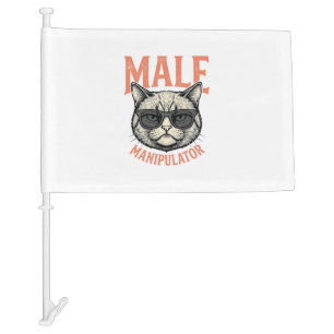 Male Manipulator Funny Cat Sunglasses Vintage Shir Car Flag