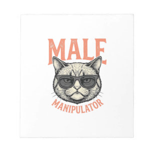 Male Manipulator Funny Cat Sunglasses Vintage Shir Notepad