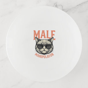 Male Manipulator Funny Cat Sunglasses Vintage Shir Trinket Tray
