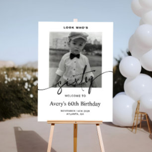 Male Minimal Photo 60th Birthday Welcome Sign