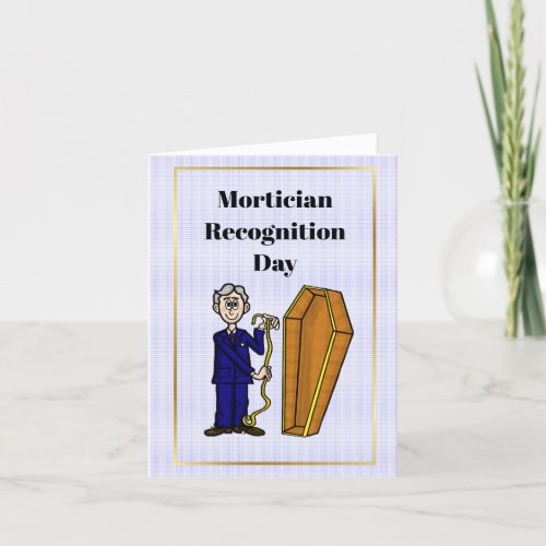 Male Mortician Measuring Coffin Greeting Card
