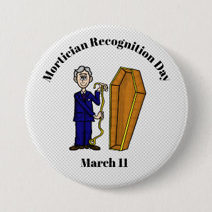 Male Mortician with Coffin Button