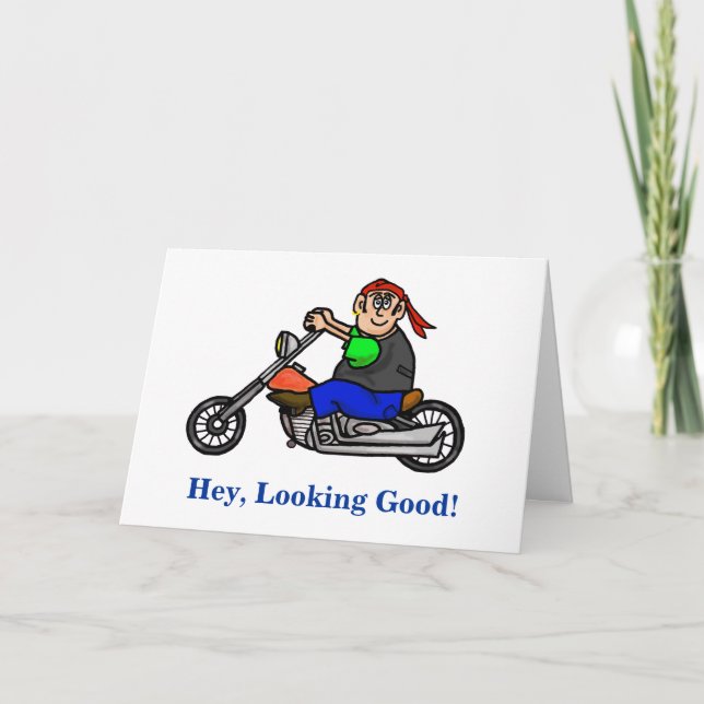 Male Motorcycle Biker Birthday Card (Front)