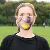 Male Mouth Eating Lemon Funny Hilarious Adult Cloth Face Mask (Outside)