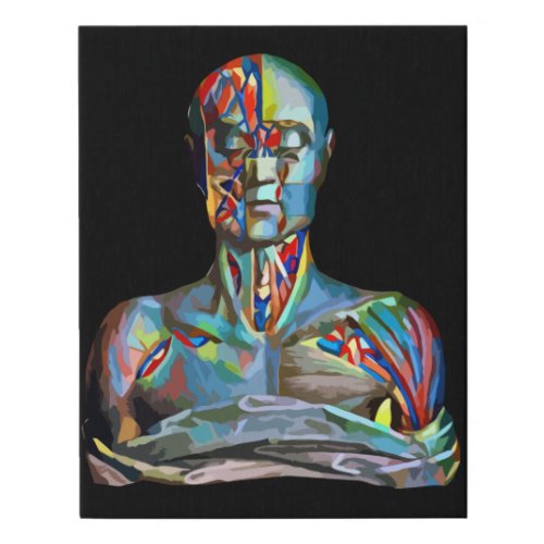 male muscle body parts human anatomy abstract art faux canvas print