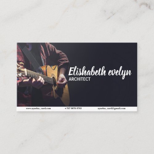 Male musician playing acoustic guitar business card